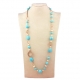 Collana pasta turchese 4 fiori, perle di fiume