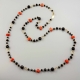 Collana,  agata nera, corallo rosso