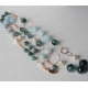 Collana, acquamarina, agata verde striata