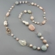Collana, acquamarina, perle di fiume