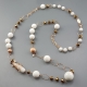 Collana, agata bianca, quarzo idrotermale brown