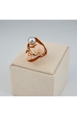 Anello bamboo rosa, perla di fiume