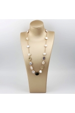 Collana, castoni pietra dura, perle di fiume