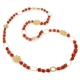 Collana, corallo rosso, fiori filigrana