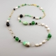 Collana, crisoprasio, agata nera, perle di fiume