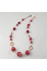 Collana, giada rosa