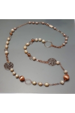 Collana, perle salmone