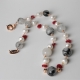 Collana, quarzo rutilato grigio, perle di fiume,giada ruby