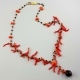 Collana, rosarietto spinello nero,corallo rosso