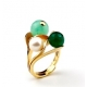 Anello giada crisopaz, agata verde, perle di fiume