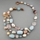 Collier acquamarina, opale e quarzo rosa, perle di fiume