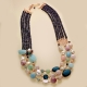 Collier agata blu zaffiro, acquamarina multicolor, perle di fiume
