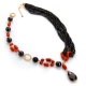 Collier agata nera, corallo rosso,bamboo