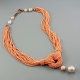 Collier bamboo rosa, perla barocca