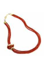 Collier corallo bamboo,elemento in corallo rosso e perle di fiume realizzato a mano