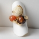 Anello osso, agata fire, diaspro marrone