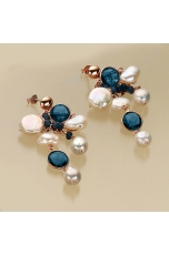 orecchini agata blu zaffiro-perle coltivate