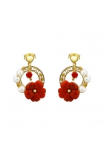 Orecchini fiori corallo rosso sardo 