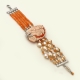 bracciale cammeo, perle di fiume agata arancione