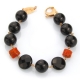 bracciale agata nera, corallo bamboo rosso