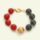 Bracciale bamboo red, agata nera sfaccettata 14 mm