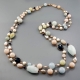 Collana a due fili acquamarina multicolor, perle di fiume
