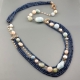 Collana agata blu zaffiro,acquamarina multicolor