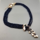 Collier agata blu zaffiro, perle coltivate, pz unico