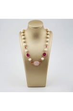 Collier perle di fiume, agata rosa