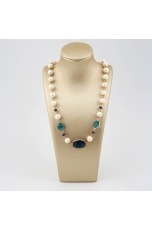 Collier perle di fiume, quarzo blue light