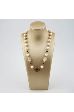 Collier perle di fiume, quarzo fumè,quarzo bianco