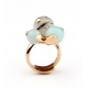 Anello quarzo rutilato grigio, giada celeste
