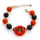 bracciale corallo bamboo rosso- agata nera 