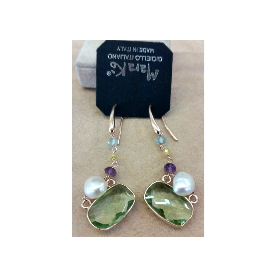 Boucles D'oreilles Pendantes En Argent 925 Avec Perles De Rivière, Corniole, Péridot Et Améthyste