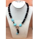 collier agata nera, pasta turchese 4 fiori