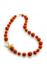 Collier bamboo red