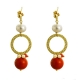Orecchini corallo bamboo red e perle coltivate