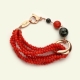 Bracciale bamboo rosso, agata nera
