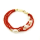 Bracciale  a tre fili corallo bamboo red, perle coltivate