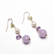 Orecchini giada lavanda,ametista, peridot, perle coltivate