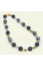 Collier agata blu, agata web, Perle coltivate