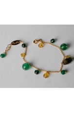  Bracciale charms, agata verde  smeraldo, quarzo citrino