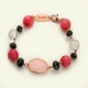 Bracciale rodonite, quarzo rosa, agata nera
