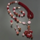 Parure agata ruby, giada rosa, giada floreale, quarzo rosa