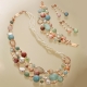 Parure acquamarina multicolor,  perle coltivate