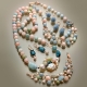 Parure acquamarina multicolor, perle coltivate