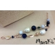 Bracciale  agata blu, calcedonio, perle coltivate