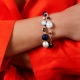 Bracciale  agata blu, calcedonio, perle coltivate