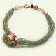 Collier quarzo rutilato verde, Perle coltivate tormaline