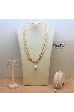 Parure Charleston perle coltivate bianche. cn indossabile doppia o lunga